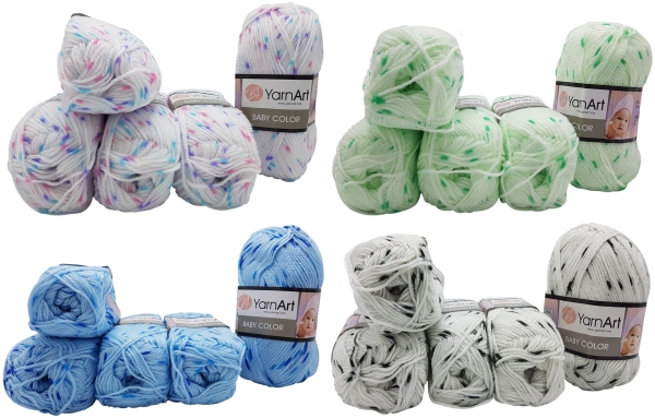 250g YarnArt Baby Color 5 x 50g Baby Wolle mit Punkten 100% Acryl super soft